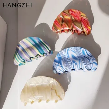 HANGZHI Acetat de Gheare de Păr mai Multe Culori Retro cu Dungi Rechin Agrafe de Par Accesorii Trendy pentru Par pentru Femei Baie 2022 Vara