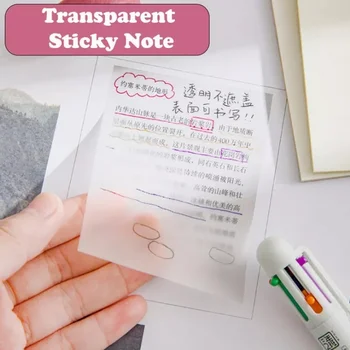 PET Transparent Lipicios Notă Tampoane pentru Scris Estetice Hârtie Auto-Adeziv Memo Pad pentru Cărți Chool Rechizite de Birou Papetărie