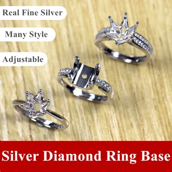 Bine gol inel de setare de bază gol pentru a face bijuterii argint 925 inele cu diamante, fără piatră moissanite reglabil