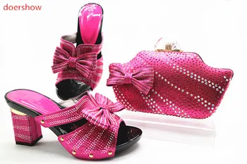 doershow fuchsia Pantofi și Sac Pentru a se Potrivi Italian de Vară Stil African Pantofi și Geantă Set Italia Doamnelor Pantofi și Geantă de Seturi STN1-32