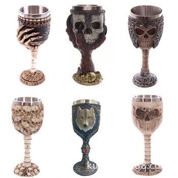 1 BUC Retro Gothic Scheletul Brațului Cupă Înaltă Cana jos Craniu Potir Gheara Pocal Magic Antic Pahar de Vin, Paharul De Bar Pub Ceașcă de Ceai