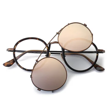 Polarizat ochelari de Soare Femei TR90 Vintage Rotund Clip pe Ochelari de Soare Barbati de Conducere Retro ochelari de soare UV400 Ochelari prescrisi de Cadre