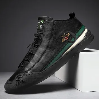 PU din Piele Dantela-Up Pantofi Barbati Casual de zi cu Zi la Modă Adidasi Mens Negru Încălțăminte Confortabilă Primavara / Toamna 2021