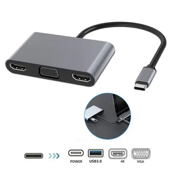 C USB La Dual Compatibil HDMI VGA USB-C Hub Docking Station Monitoare Duale Pentru Dell XPS HP Elitebook Lenovo, Acer Chromebook Asus